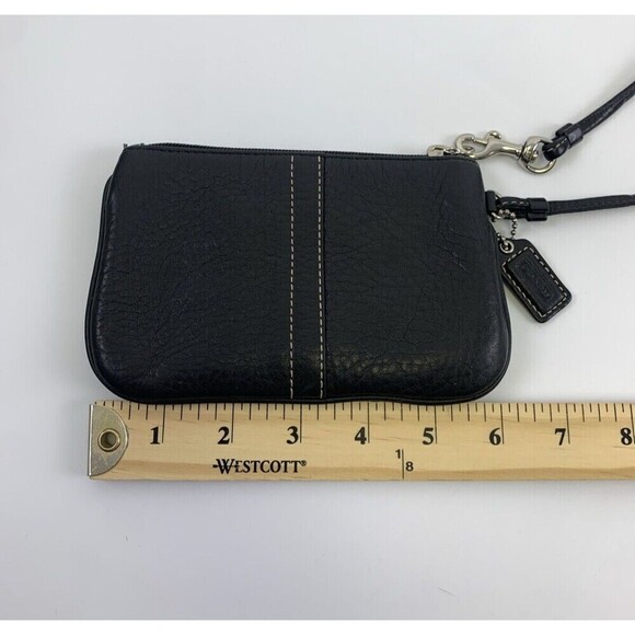 Coach Black Pebbled Leather Wristlet Zip Mini Small Bag Purse Wallet F42389 - Picture 3 of 11